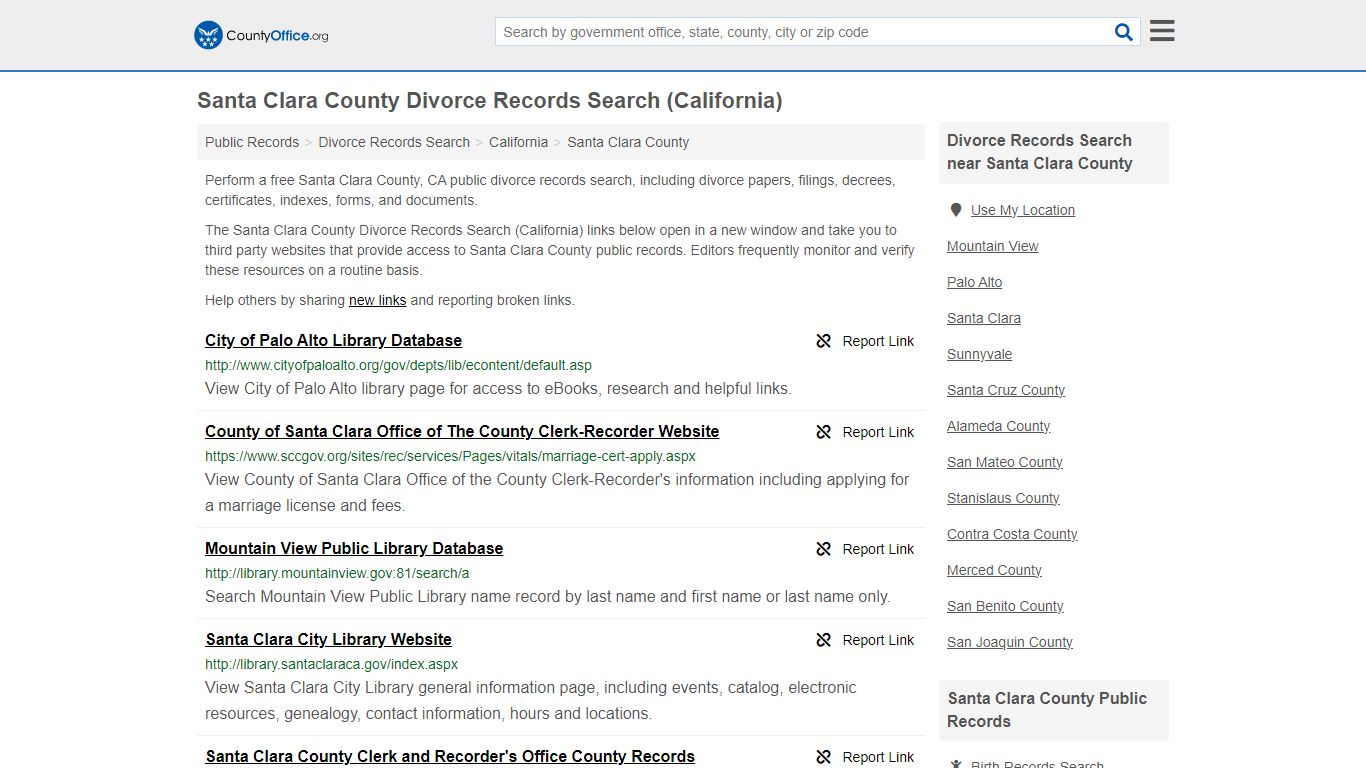 Santa Clara County Divorce Records Search (California)