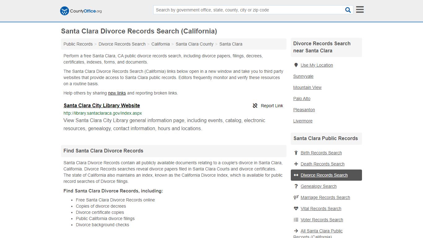 Santa Clara Divorce Records Search (California) - County Office